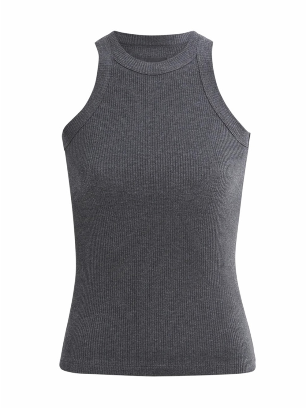 Bandier charcoal grey heather high neck ribbed tank top